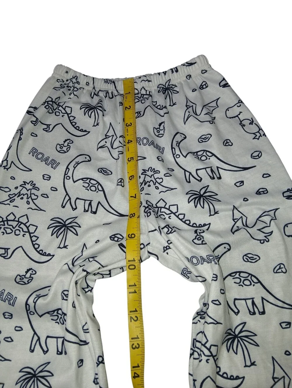 Kids White & Navy Dinosaur Pajama Pants